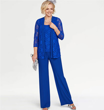 3 Piece Lace Trim Trouser Set - LO031